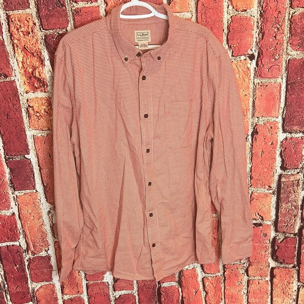 L.L. Bean Men's Casual rusty Red Plaid Shirt size xl